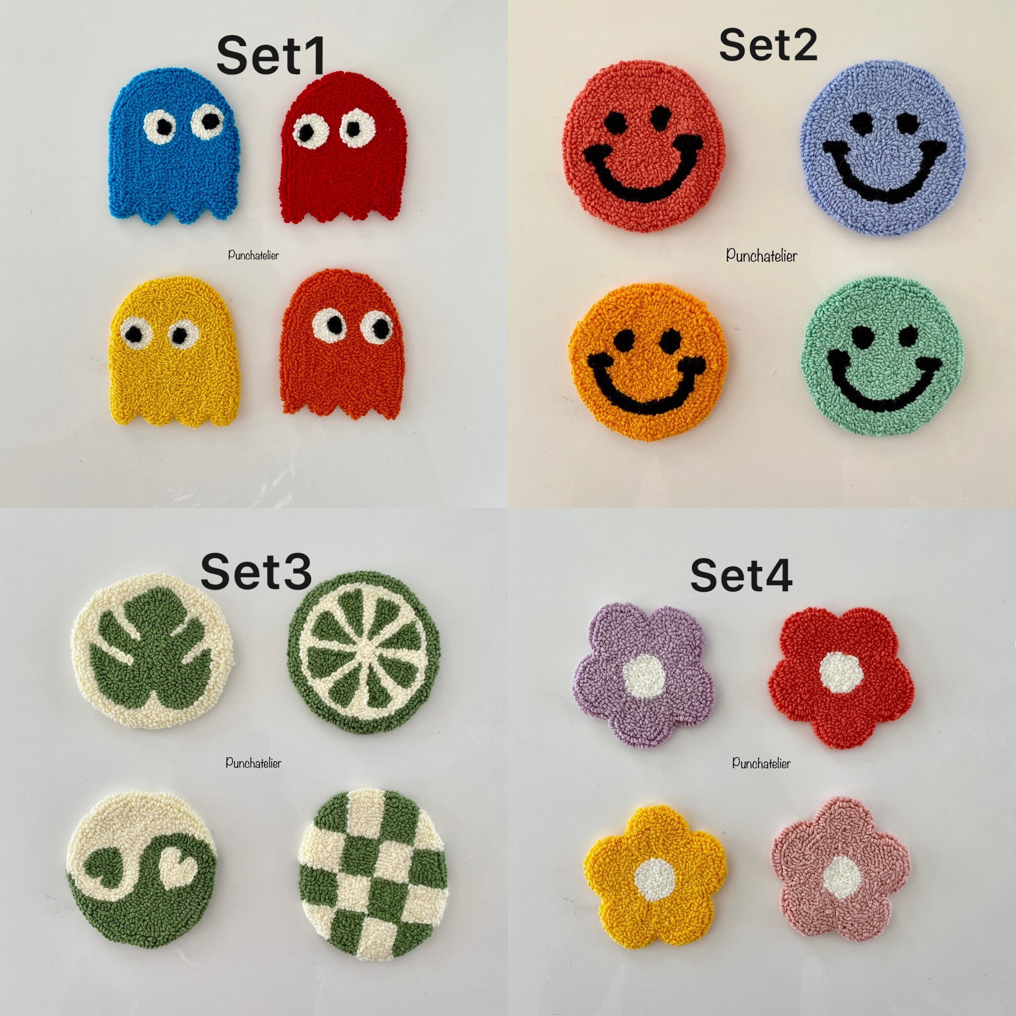 Tufting Coaster Kit 4pcs/coaster Punch Needle Kit/punch Etsy