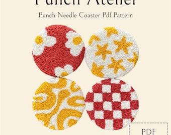 Stars Punch Needle Coaster Pattern: DIY Template (PDF Pattern)