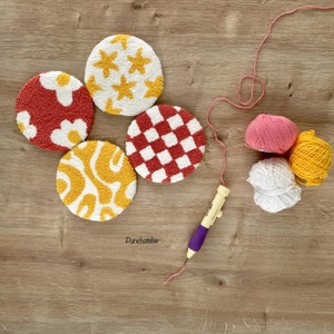 Punch Needle Coaster Kit 4 Pcs /Dıy Punch Embroidery Kit/Craft Kit/Tufting Kit //Dıy Kit/Dıy Crafts image 5