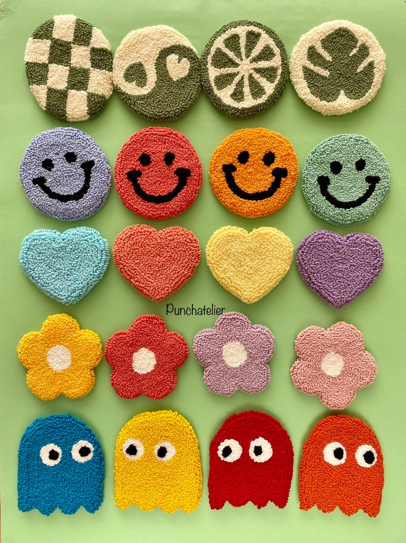 Tufting Coaster Kit 4pcs/coaster Punch Needle Kit/punch Etsy