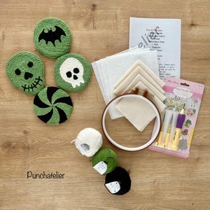 Halloween Punch Needle Coaster Craft Kit - 4 Pcs / DIY Tufting ...