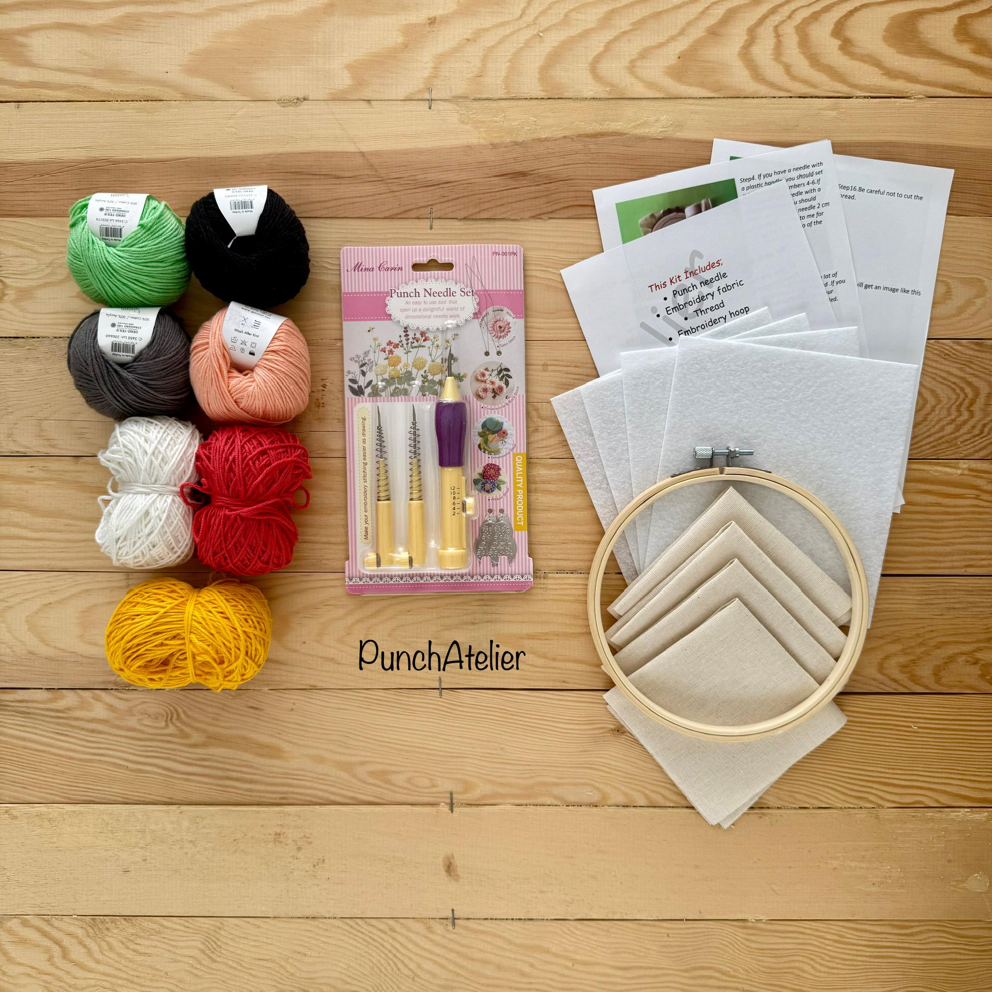 Sushi Diy Punch Needle Coaster Kit/beginner Embroidery Yarn Art/diy Kit ...