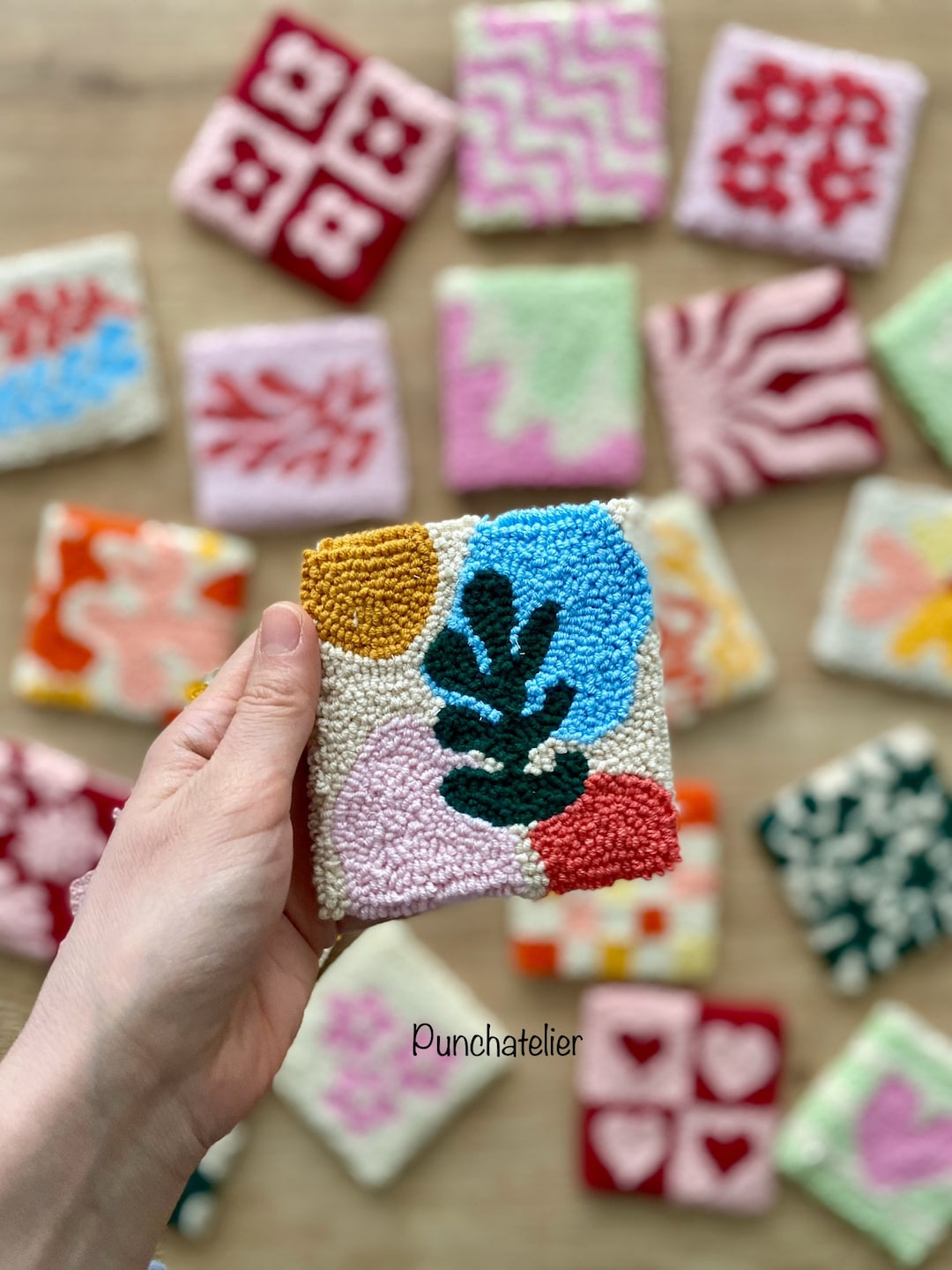 DİY Square Punch Needle Coaster Kit/diy Crafts/craft Kit for Adults ...