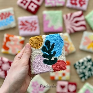 DİY Square Punch Needle Coaster Kit/Diy Crafts/Craft Kit For Adults/Tufting Coaster Kit/Punch Needle Beginner Kit/Dıy Punch Embroidery Kit