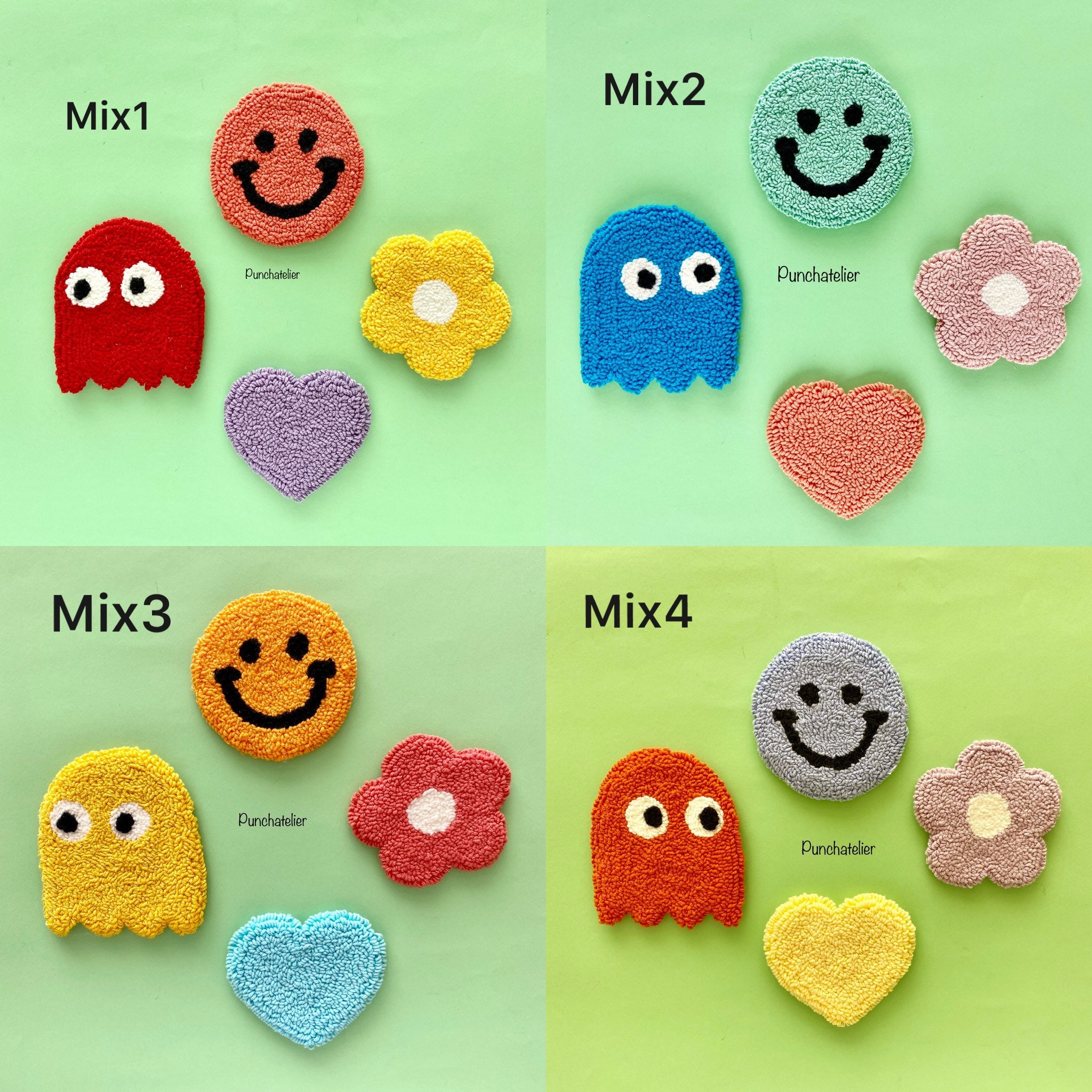 Tufting Coaster Kit 4pcs/coaster Punch Needle Kit/punch Etsy