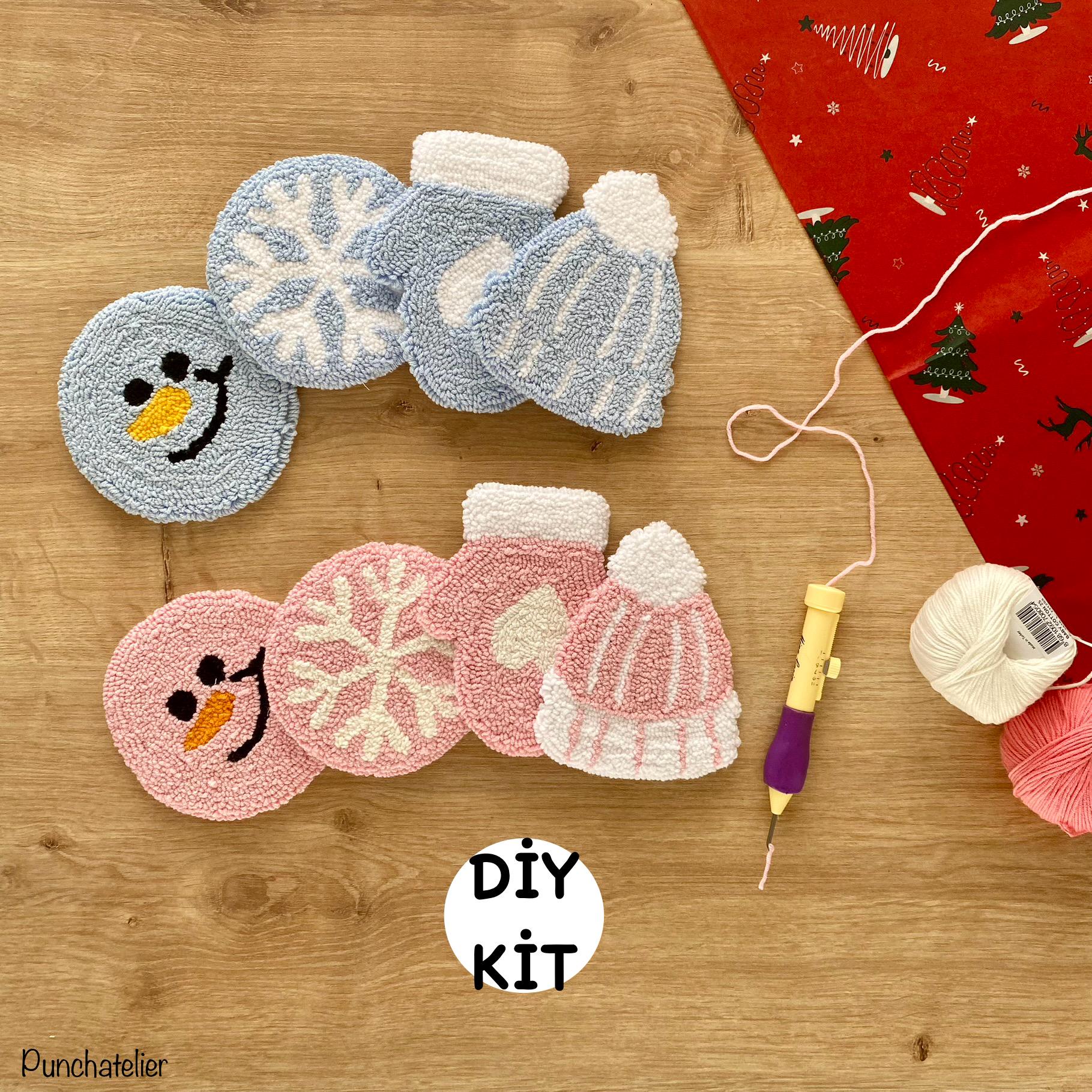 Christmas Punch Needle Coaster Pattern: Holiday Decor (PDF Pattern ...