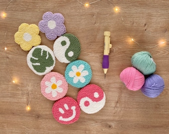 Punch Needle Car Coaster Kit: DIY Craft Kit for Adults