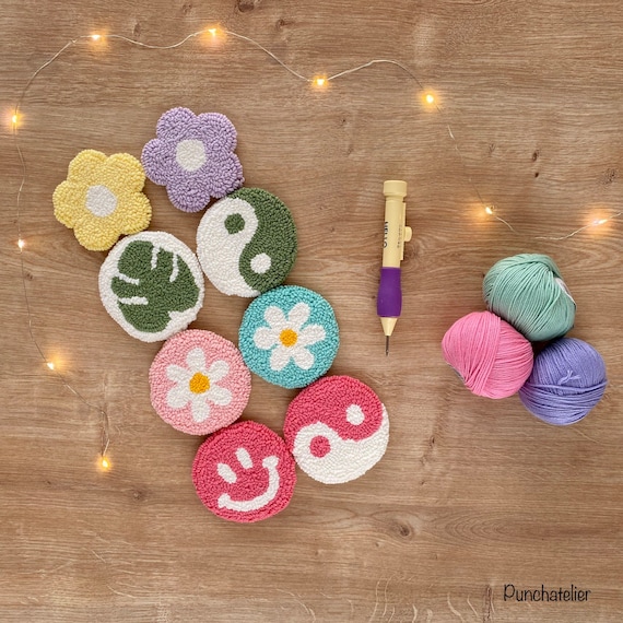 Punch Needle Car Coaster Kit: DIY Craft Kit for Adults
