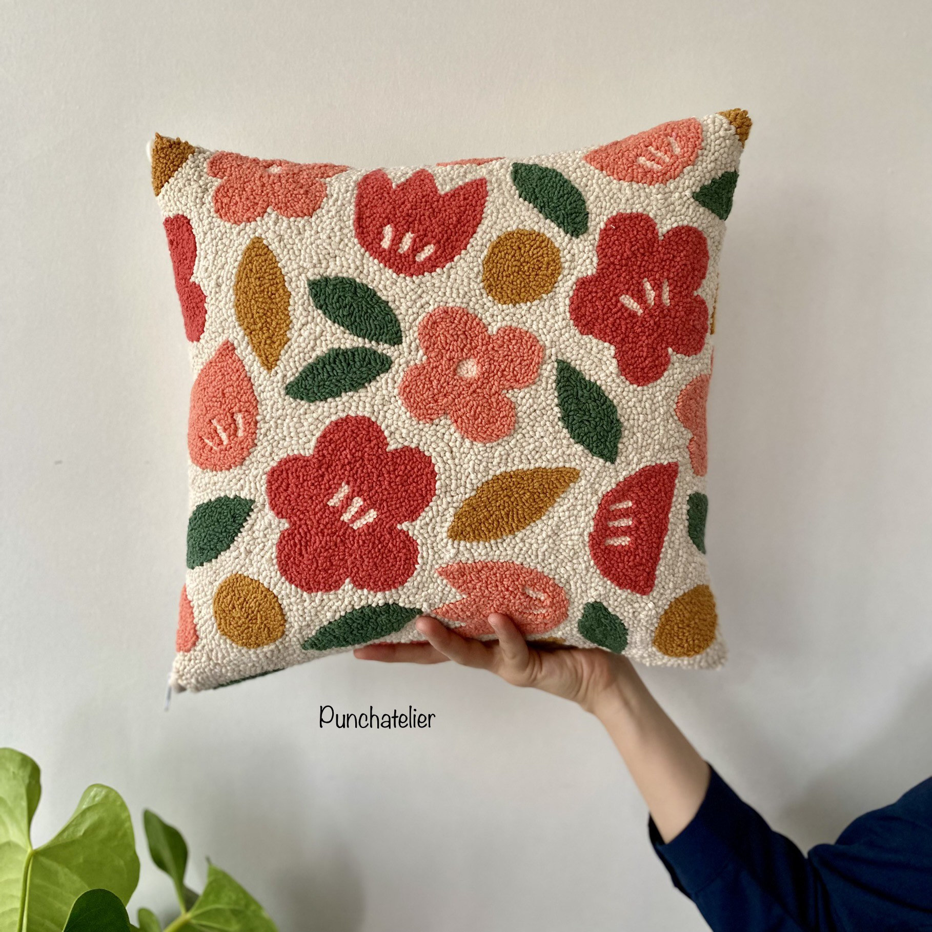 Flowered Punch Needle Cushion Kit/ Beginner Embroidery Kit/ Etsy