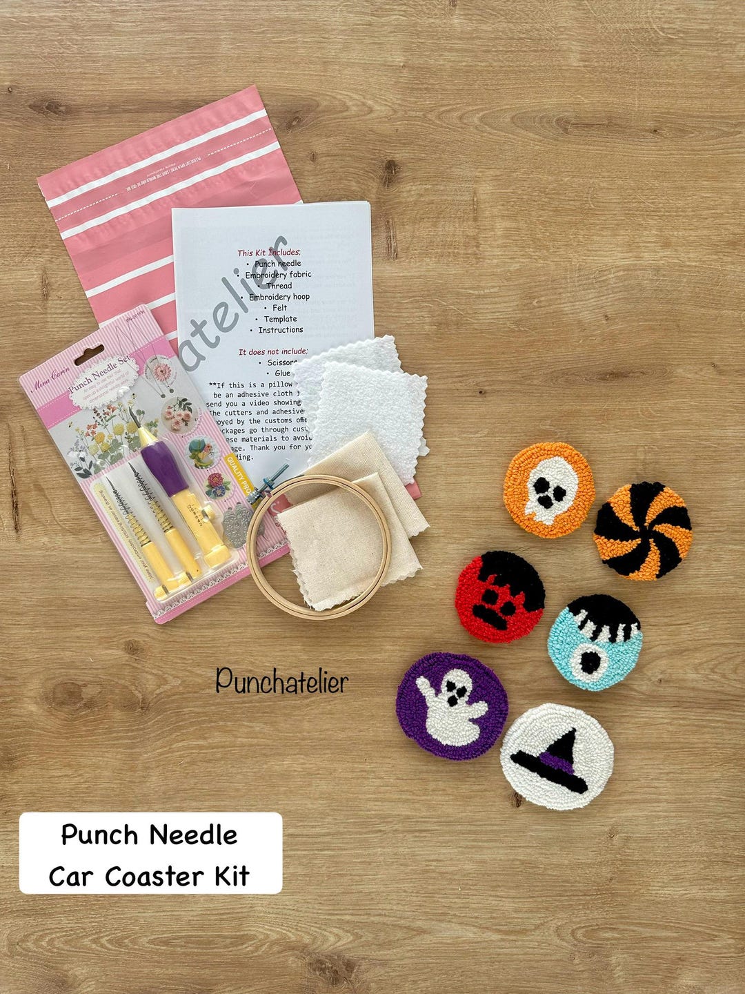 Halloween Punch Needle Coaster DIY Kit: Spooky Craft Set for Beginners ...