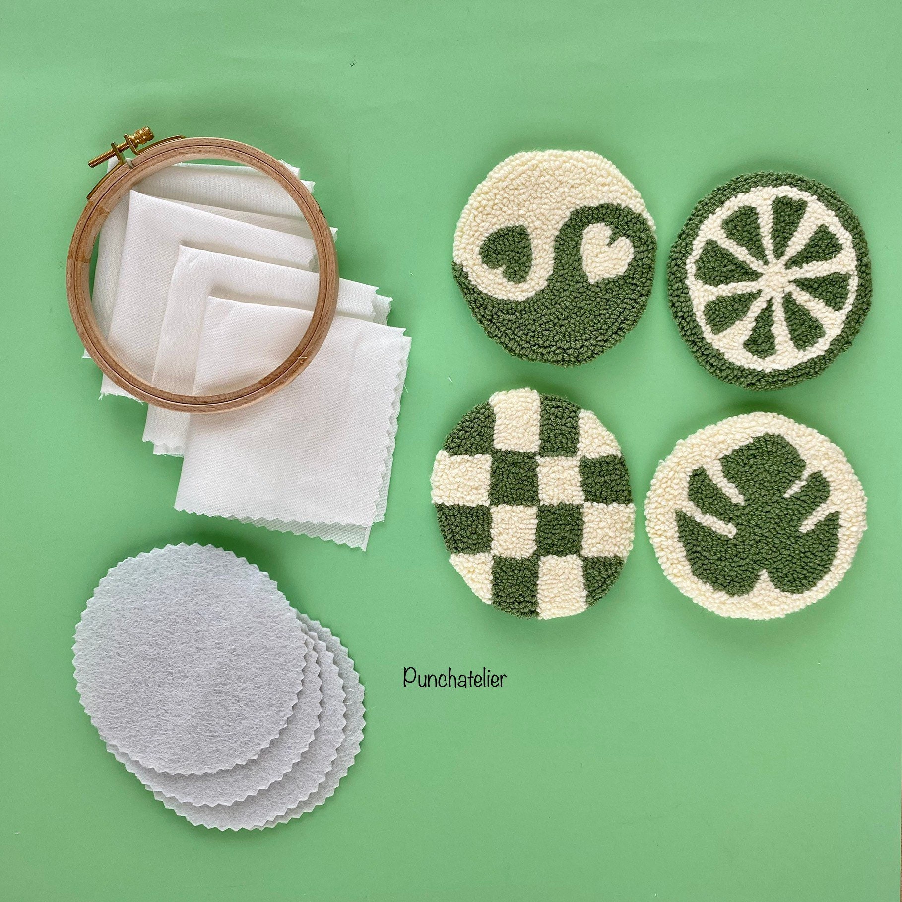 Tufting Coaster Kit 4pcs/coaster Punch Needle Kit/punch Etsy Canada