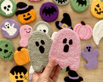 Spooky Halloween Punch Needle Coaster Kit: DIY Craft, Beginner Embroidery