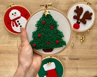 DIY Christmas Punch Needle Kit: Beginner Embroidery Craft