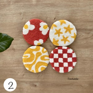 Punch Needle Coaster Kit 4 Pcs /Dıy Punch Embroidery Kit/Craft Kit/Tufting Kit //Dıy Kit/Dıy Crafts 2