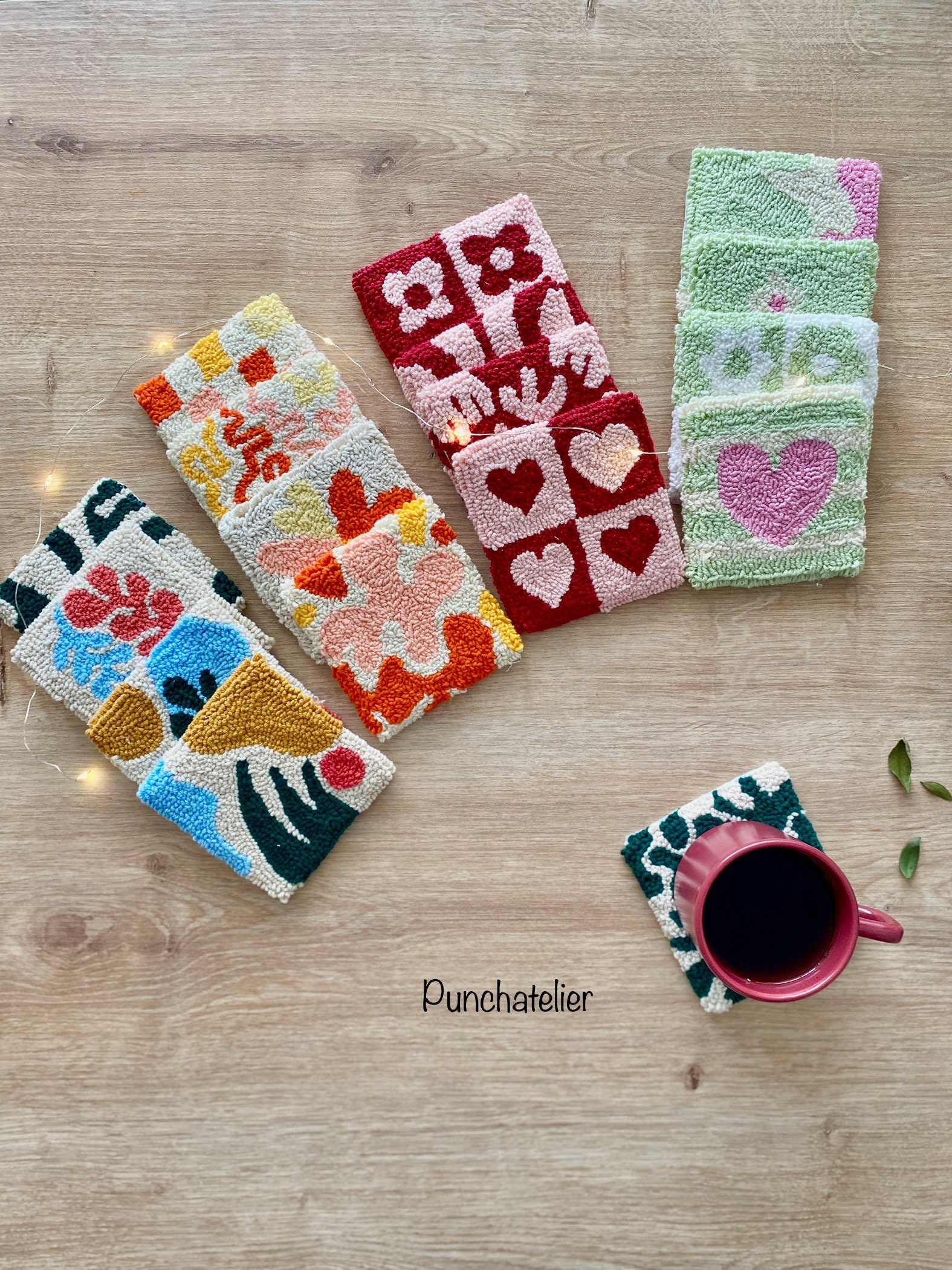 DİY Square Punch Needle Coaster Kit/diy Crafts/craft Kit for Adults ...