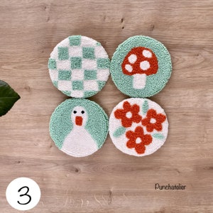 Punch Needle Coaster Kit 4 Pcs /Dıy Punch Embroidery Kit/Craft Kit/Tufting Kit //Dıy Kit/Dıy Crafts 3