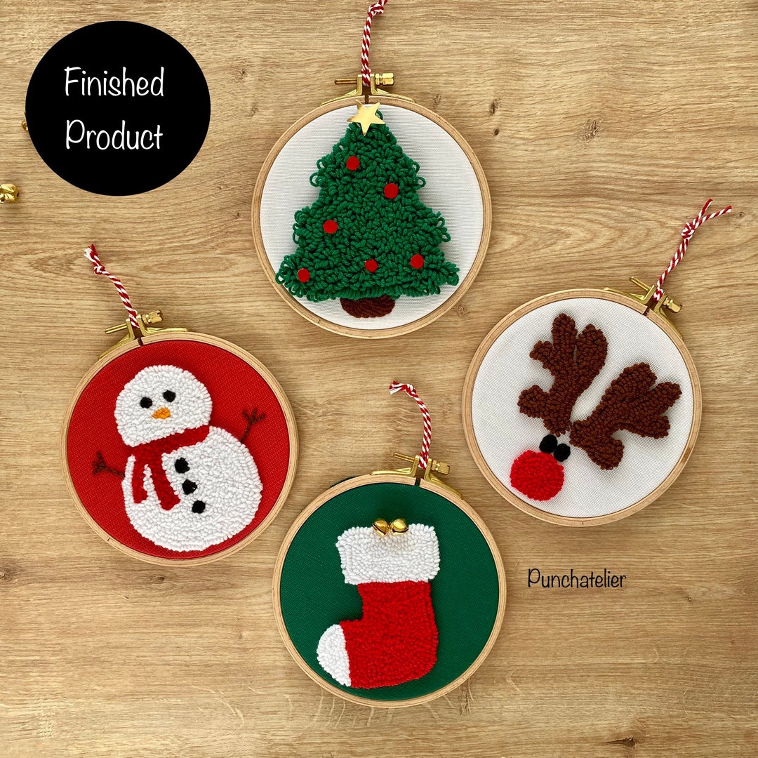 Christmas Ornament Set /punch Needle /embroidery Christmas Etsy Canada