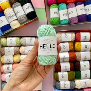 Hello Cotton Yarn Pack: 12 Color Set, Amigurumi, Punch Needle, Knitting