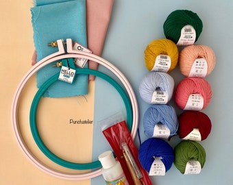 2 Pcs /punch Needle Embroidery Kit/ Beginner Punch Needle Kit/ Cross Stitch  Kit/ Diy Kit for Adults 