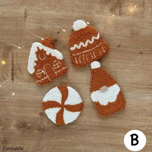 Ginger Christmas Punch Needle Coaster Kit 4 PCS: Beginner DIY Craft Kit ...