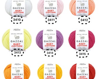 Gazzal Baby Cotton – Amigurumi Yarn, 60 Color Options, Punch Needle, Knitting & Crochet Yarn