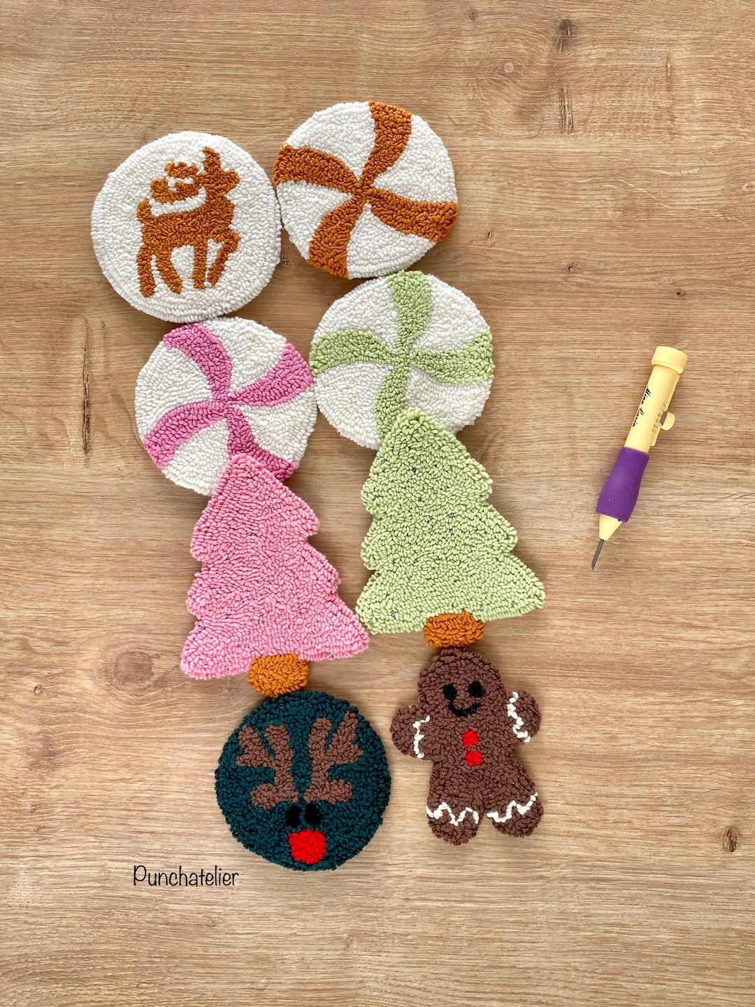 Christmas Punch Needle Coaster Kit: Beginner DIY Craft Kit (2 PCS) - Etsy