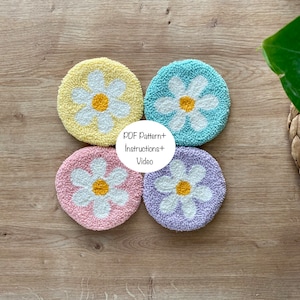 Daisy Punch Needle Pattern: Mug Rug Embroidery (PDF Pattern)