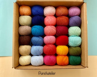 Cotton Yarn Set: 30 Colors, Amigurumi, Crochet, Punch Needle