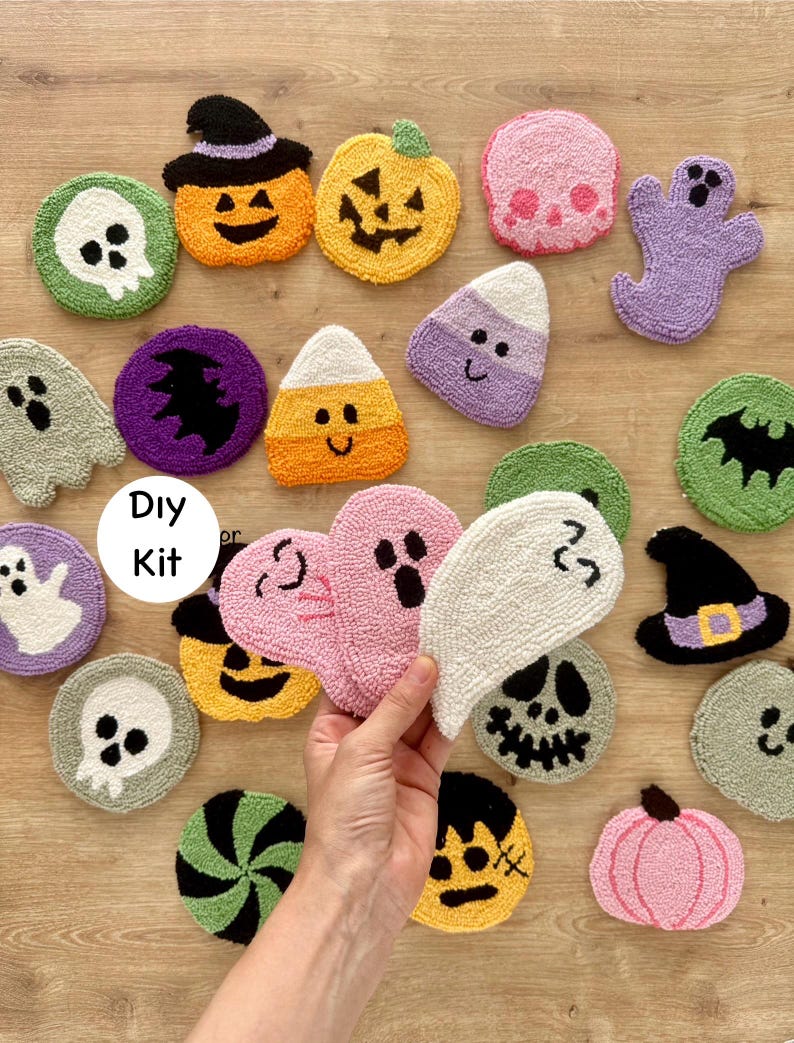 Halloween Punch Needle Coaster Craft Kit - 4 Pcs / DIY Tufting ...