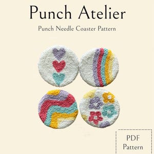 DIY Punch Needle Coaster Pattern - Printable PDF Embroidery Design for Beginners & Crafters
