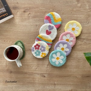 DIY Punch Needle Coaster Kit: Beginner Tufting Embroidery (4 pcs)