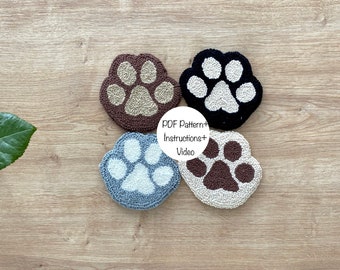 Paw Print Punch Needle Pattern: Beginner Embroidery (PDF Pattern)