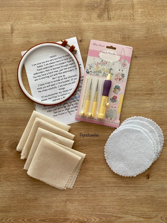 Punch Needle Coasters Kit 6 Pattern Embroidery Punch Needle Kits Adults Beginner Coasters Tufted Car Coasters DIY Rug Drink Coasters with Adhesive