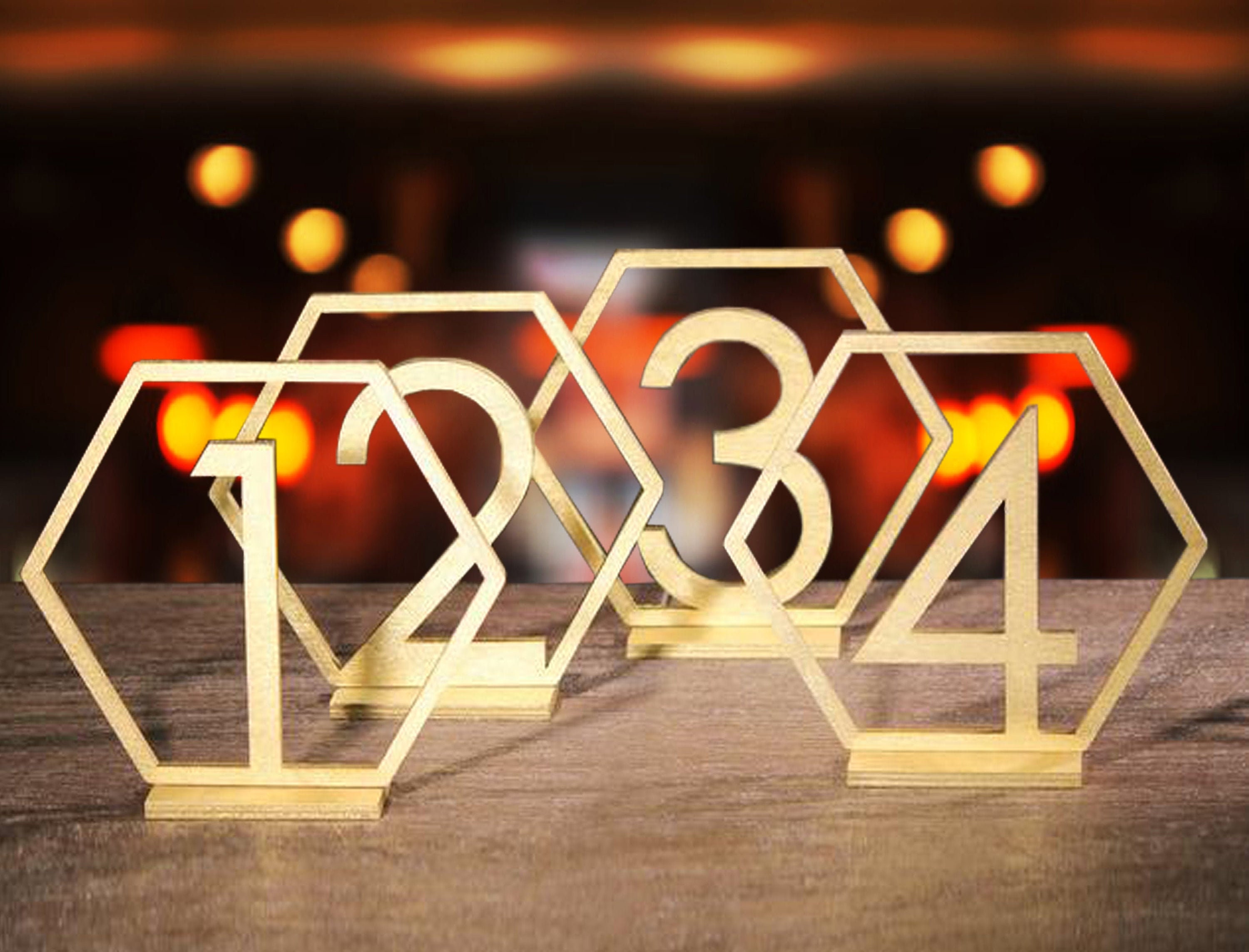 Table Numbers Hexagon table numbers Wedding Table Numbers Gold table …