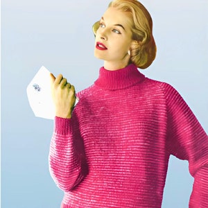 1950s knitting pattern for a fine-striped winter sweater PDF German & English