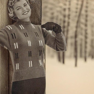 1950s knitting pattern for women&#39;s winter sweaters in German and English PDF knitting pattern for DIY handicrafts