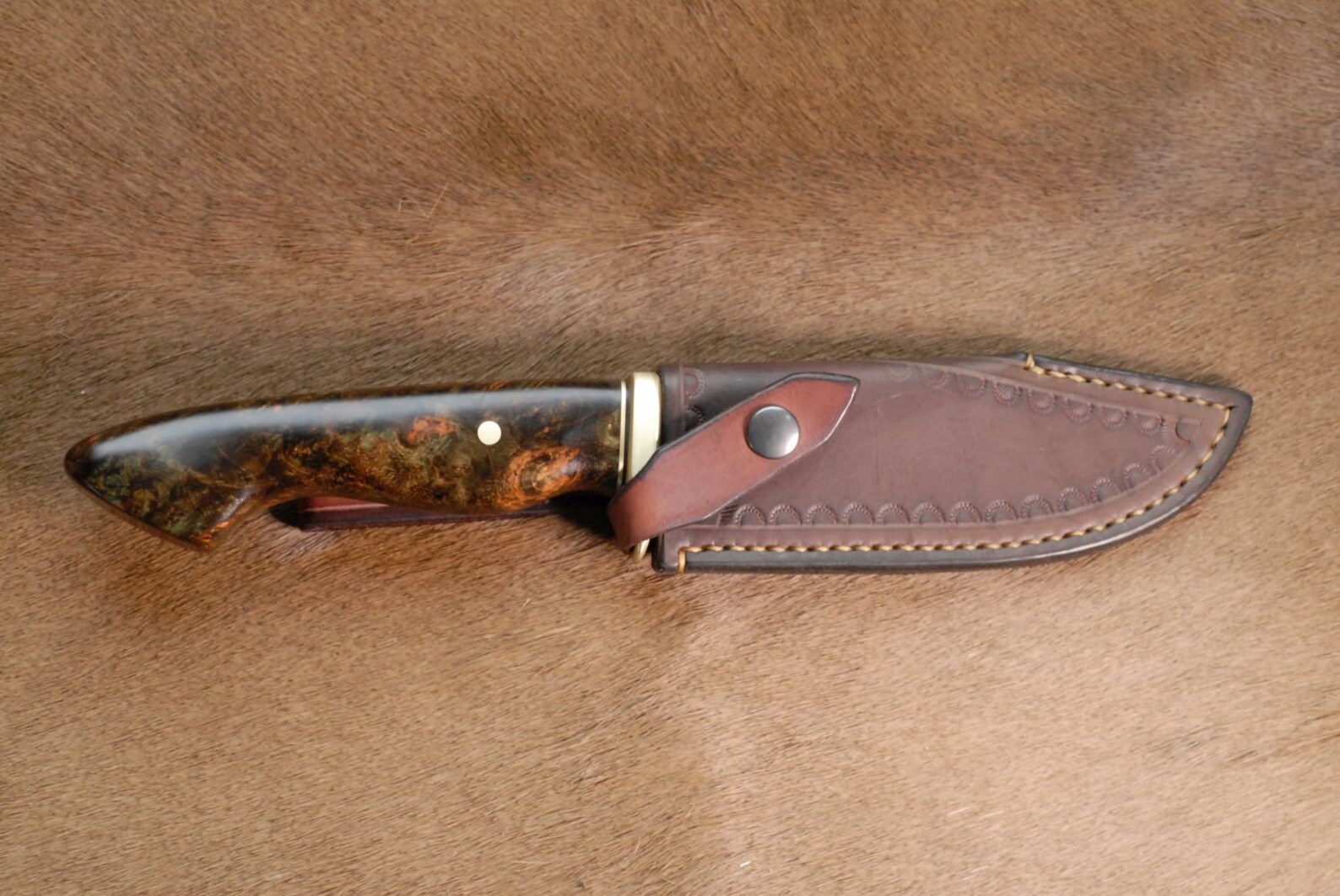 The 'Gaea' hidden tang hunting knife with Maple burl Etsy