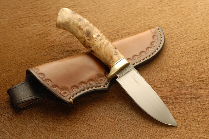 Hidden Tang Hunting Knife with Stabilised Poplar Burl Handle Etsy