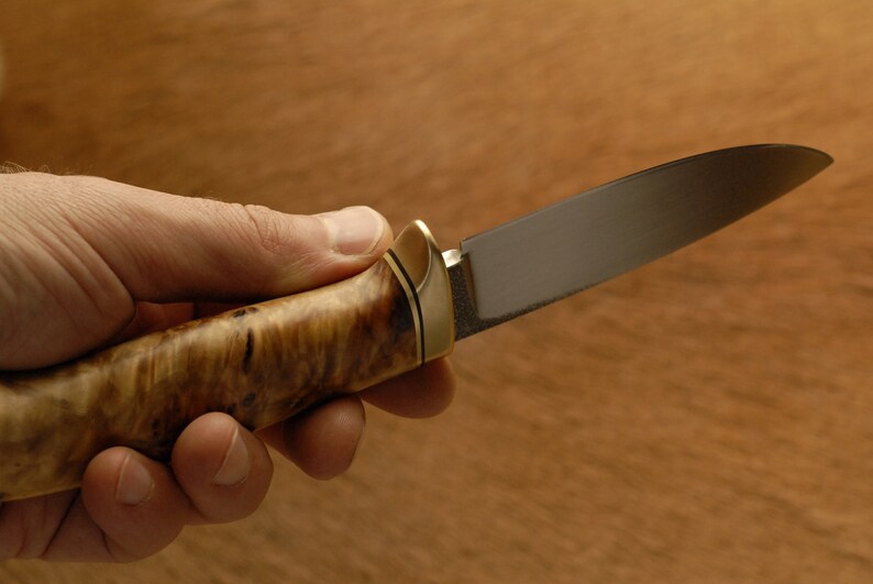 Hidden Tang Hunting Knife with Stabilised Poplar Burl Handle Etsy