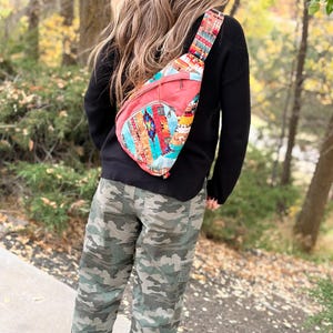 Vintage Quilt native  patchwork Cotton Sling Bag: Crossbody Travel Backpack