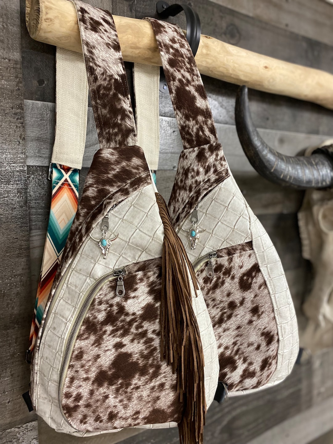 Yellowstone Longhorn Ash Studded Leather Backpack