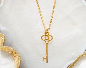 Gold Key Necklace | Etsy