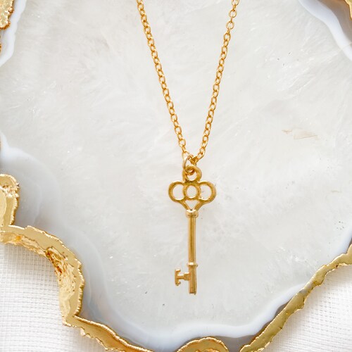 Gold Key Necklace in a Gift Box 