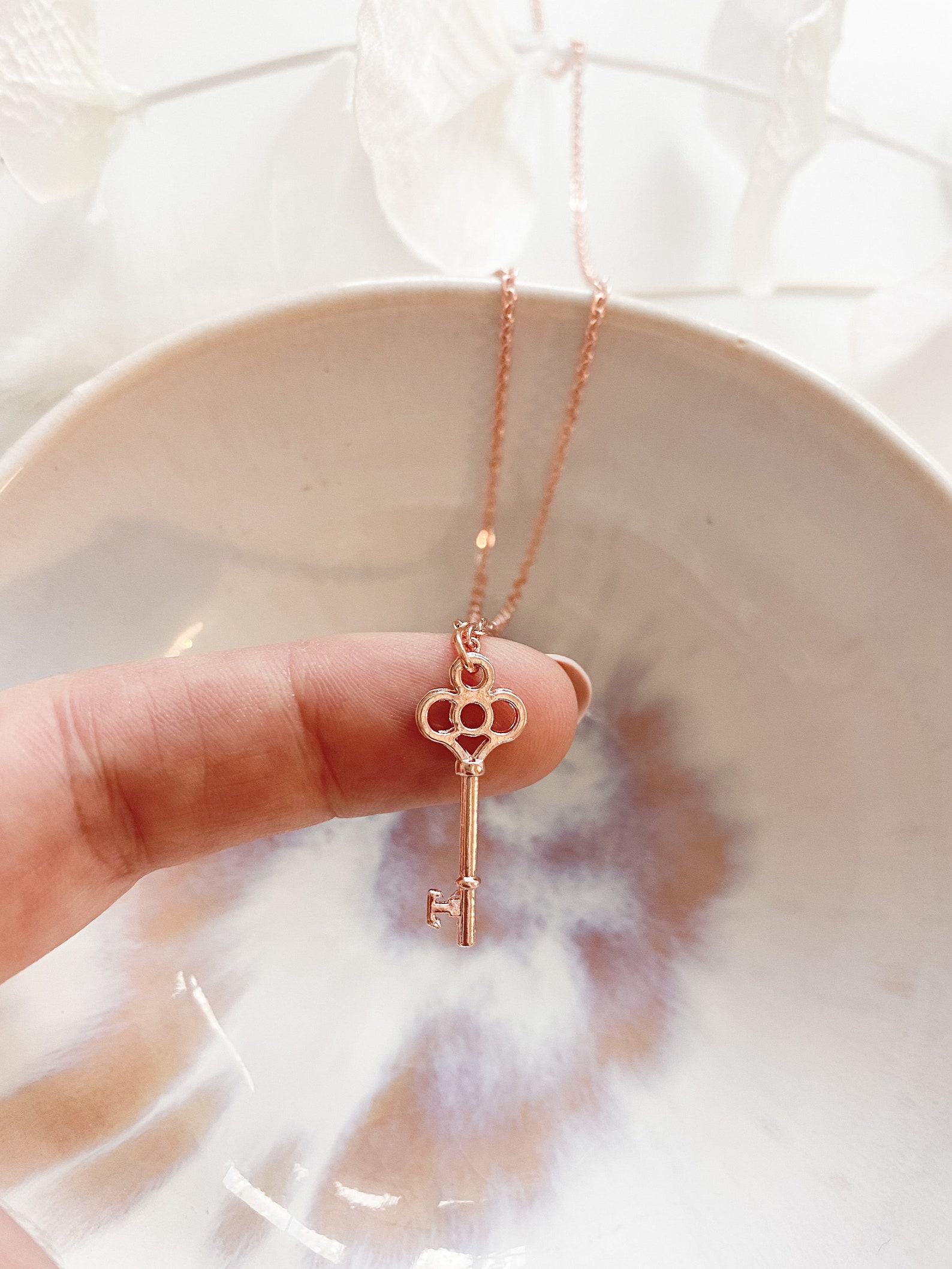 Rose Gold Key Necklace 21st Birthday Gift Dainty Key Etsy UK