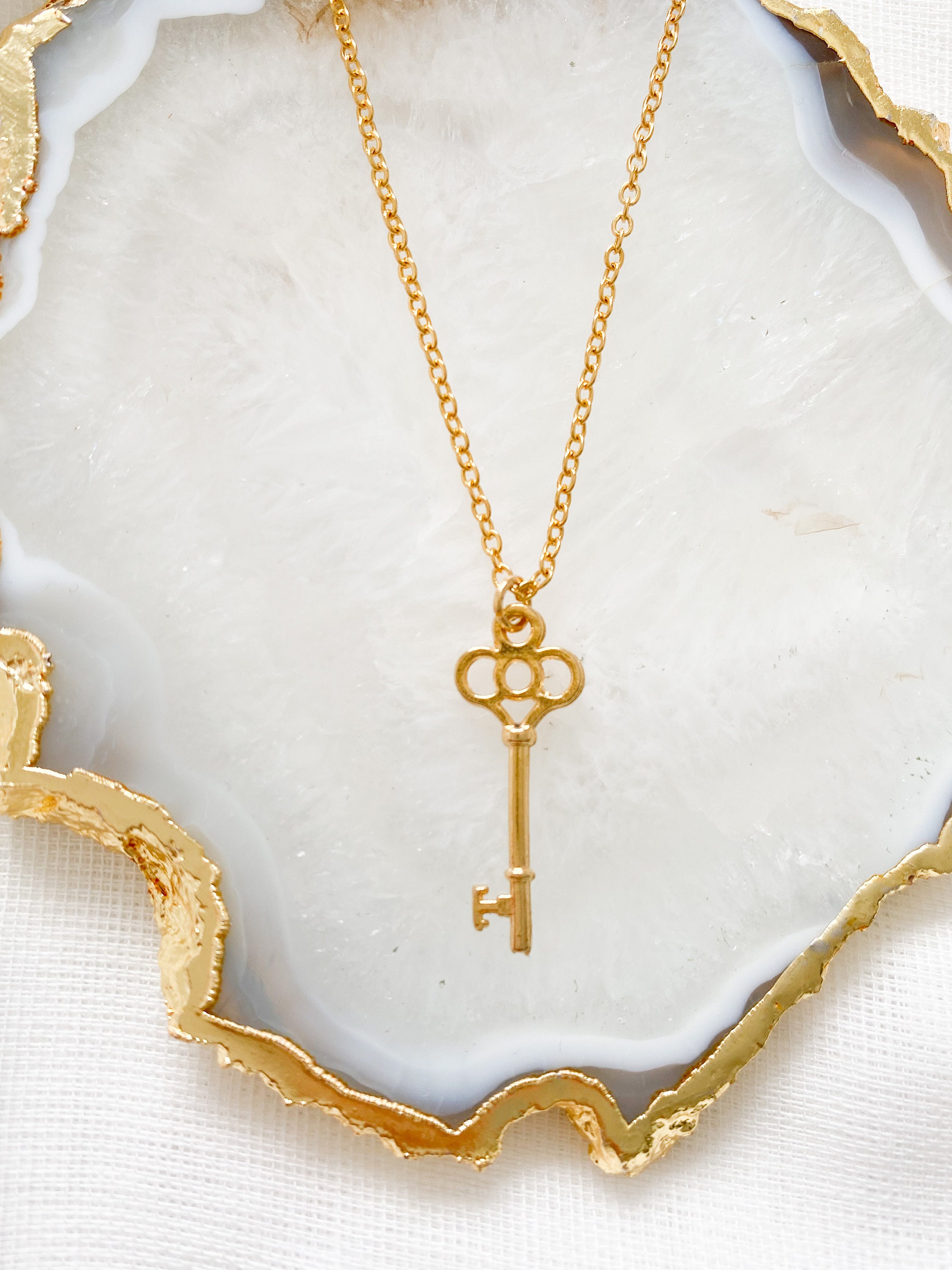 Key Necklace Gold Key Pendant 21st Birthday Gift dainty | Etsy