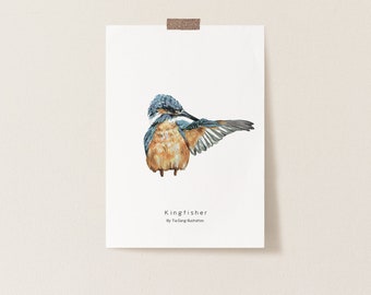 A5 Kingfisher Print | Kingfisher Print | Watercolour Kingfisher | Watercolour Bird Print | Bird Illustration
