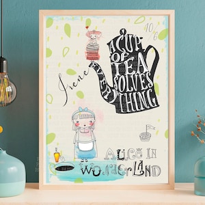 Idea regalo per amica, quadro personalizzato favola, regalo di natale, bomboniera, regalo compleanno, quadro alice, pensierini natale