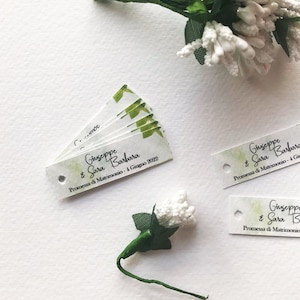 20 biglietti promessa di matrimonio, tag confetti, bigliettini bomboniera matrimonio, targhette confetti, scatole porta confetti, sposi