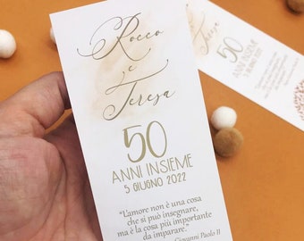 Anniversario di matrimonio, 50 anni, segnalibro personalizzati, segnaposto, biglietto albero della vita, regalo anniversario, nozze d'oro