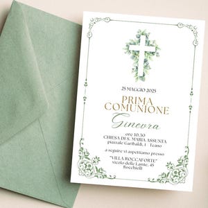 Invito prima comunione ragazza, partecipazioni comunione ragazzo, inviti classici sacramento, biglietto elegante, santa cresima